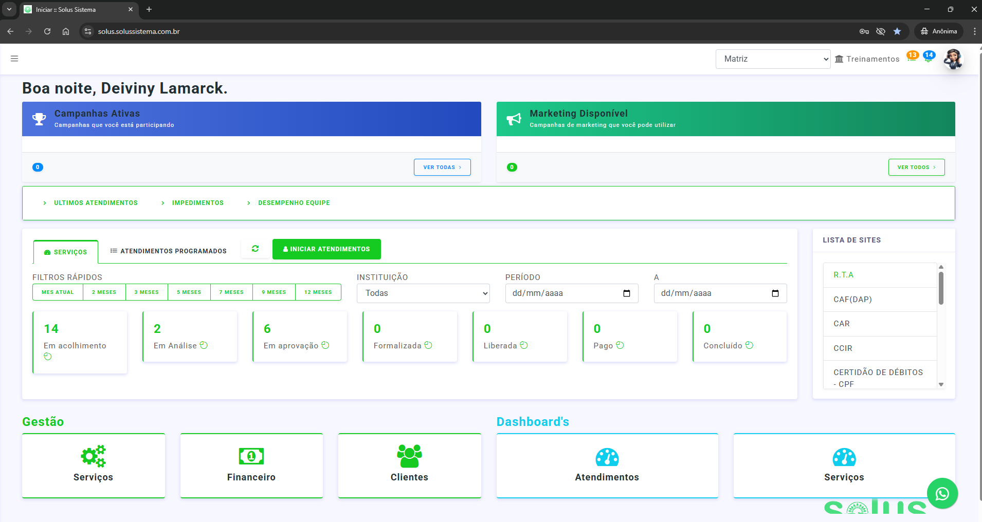 Dashboard SOLUS